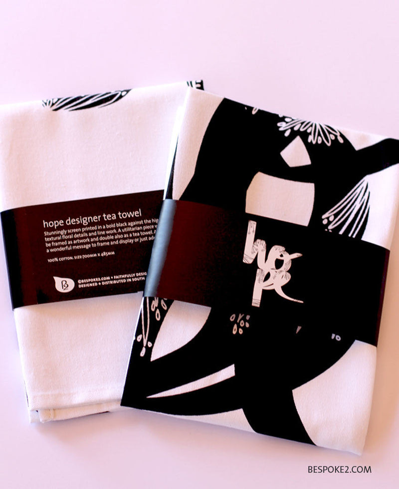 HOPE tea towel - designer black